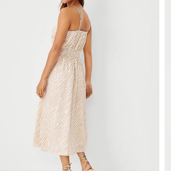 LOFT Tall Zebra Stripe Square Neck Midi Flare Dress Large Tall NWT - Picture 3 of 9